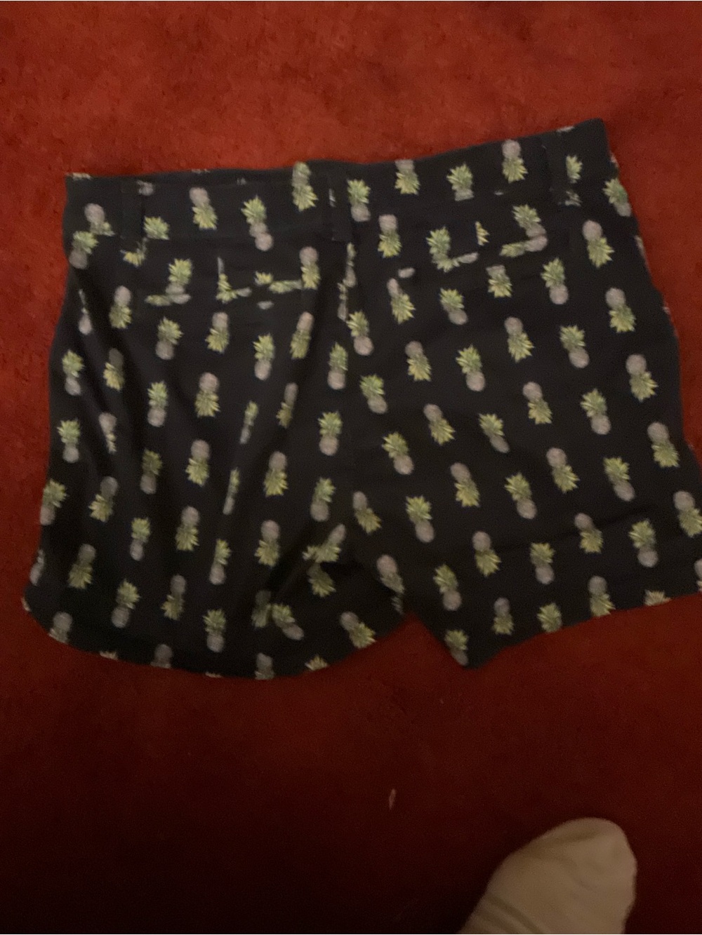 SO Black Shorts with Green Pineapple Print
